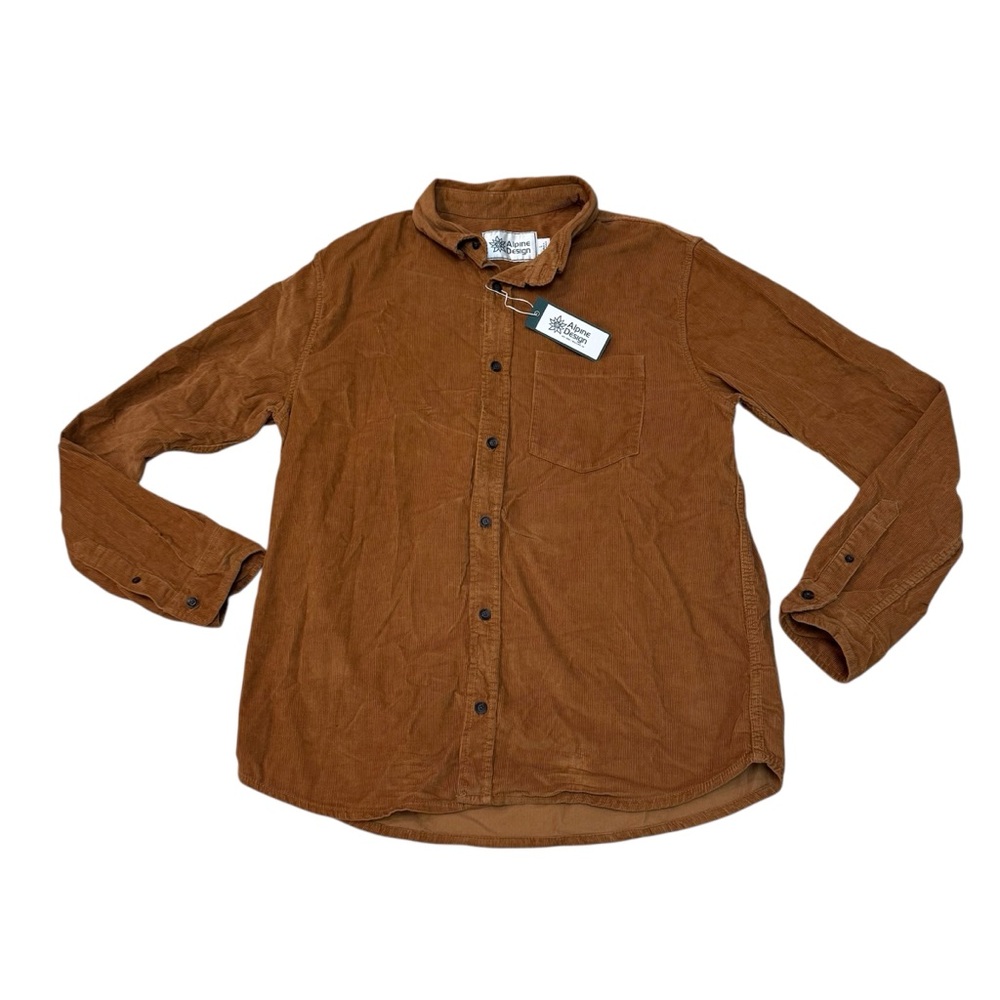 Alpine Design Khaki Corduroy Button Casual Long Sleeve Shirt Men’s Large New